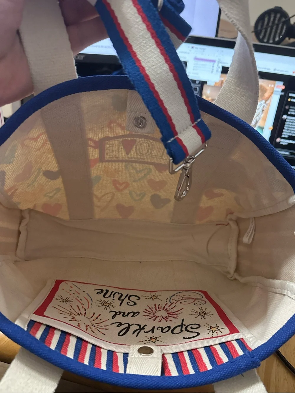 Brighton Heart-Print Canvas Mini Tote - Cream with Multicolor Hearts
